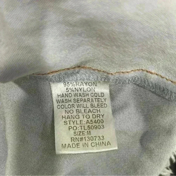 Umgee Tiered Button Front Sleeveless Denim Chambray Casual Mini Dress Size M - Picture 3 of 6